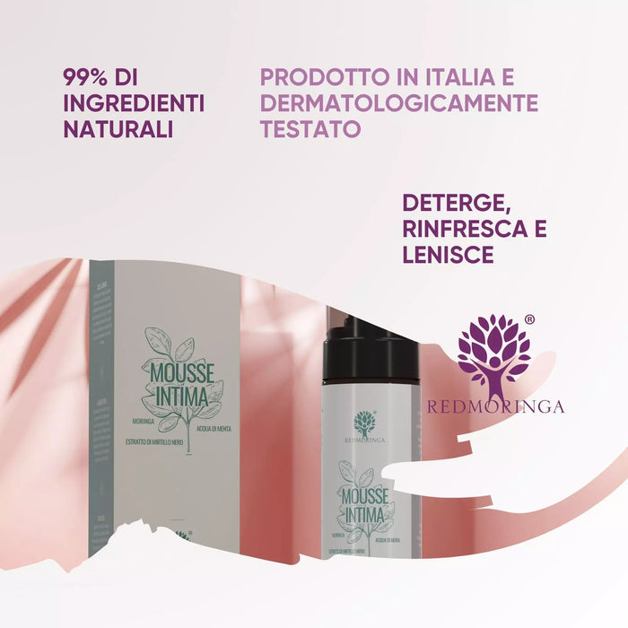 Intieme Mousse met doosje: 99% natuurlijke ingrediënten, gemaakt in Italië en dermatologisch getest