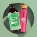 Moringlow Drainerend Detox met de roze RedMoringa-drinkfles van gerecycled aluminium, verspreid over de dag te drinken