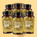Zes flessen Moringa Ananas en Bromelaïne RedMoringa van 60 capsules, verpakking van 6 op gele achtergrond