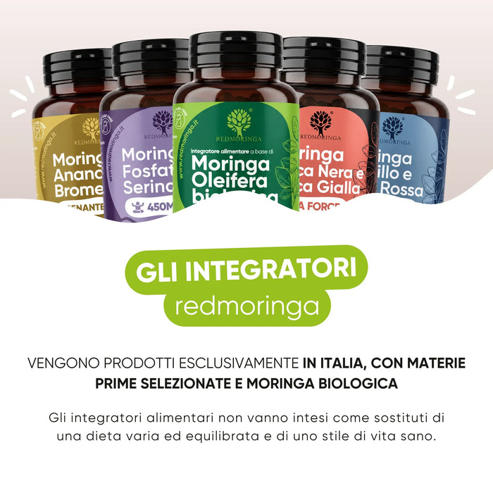 RedMoringa voedingssupplementen gemaakt in Italië met biologische Moringa, GMP