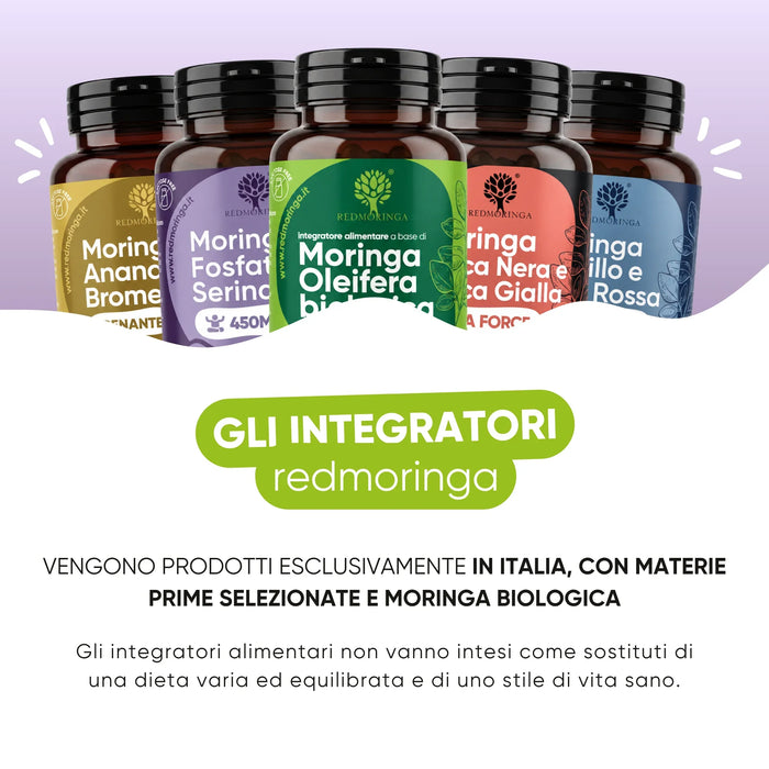 RedMoringa-voedingssupplementen geproduceerd in Italië met biologische Moringa