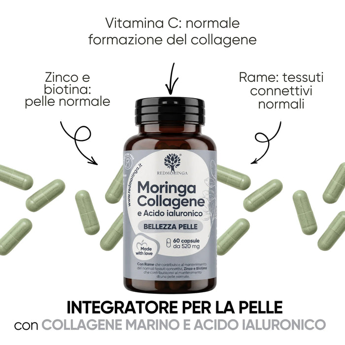 Vitamine C voor een normale collageenvorming, zink en biotine voor een normale huid