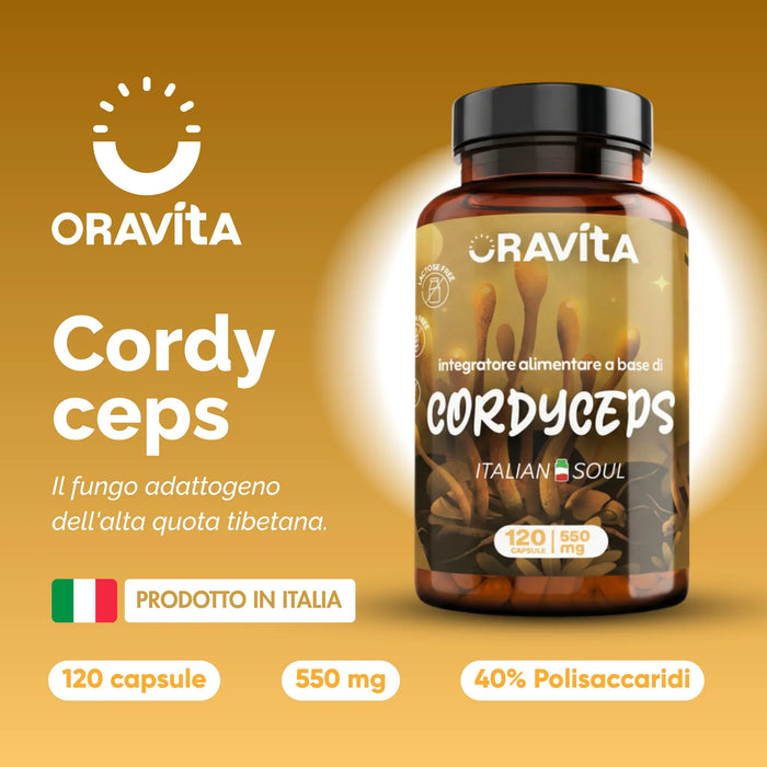 Cordyceps Oravita: de adaptogene paddenstoel van de Tibetaanse hoogvlakte, 120 capsules van 550 mg geproduceerd in Italië