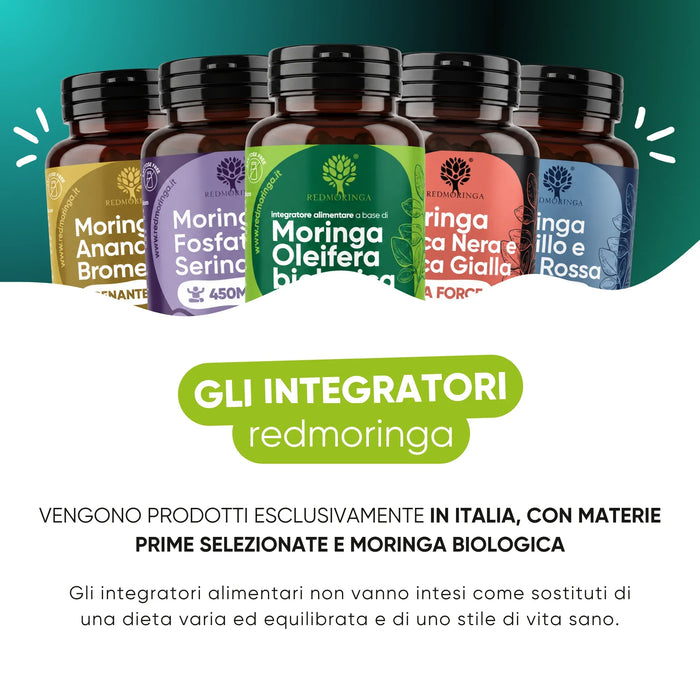 RedMoringa-voedingssupplementen geproduceerd in Italië met biologische Moringa