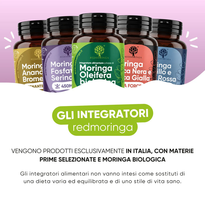 RedMoringa-voedingssupplementen geproduceerd in Italië met biologische Moringa