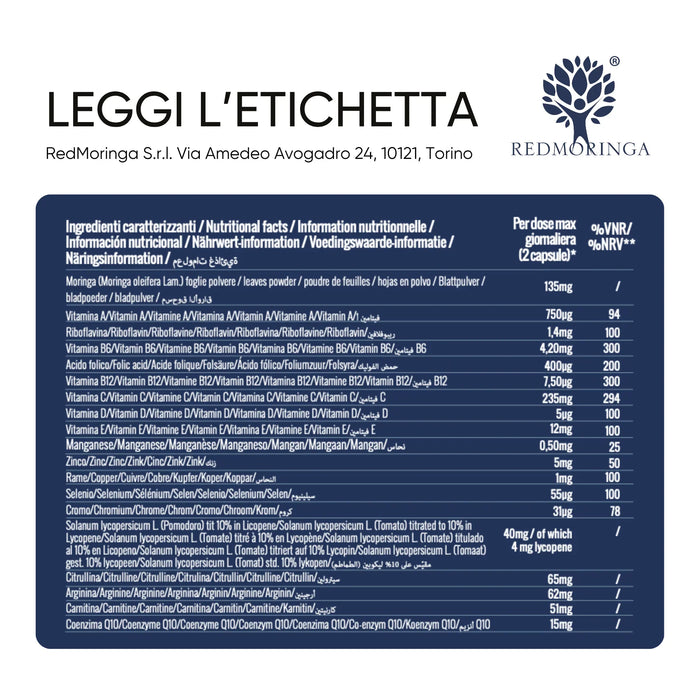 Etiket van Moringa Fertility voor Hem