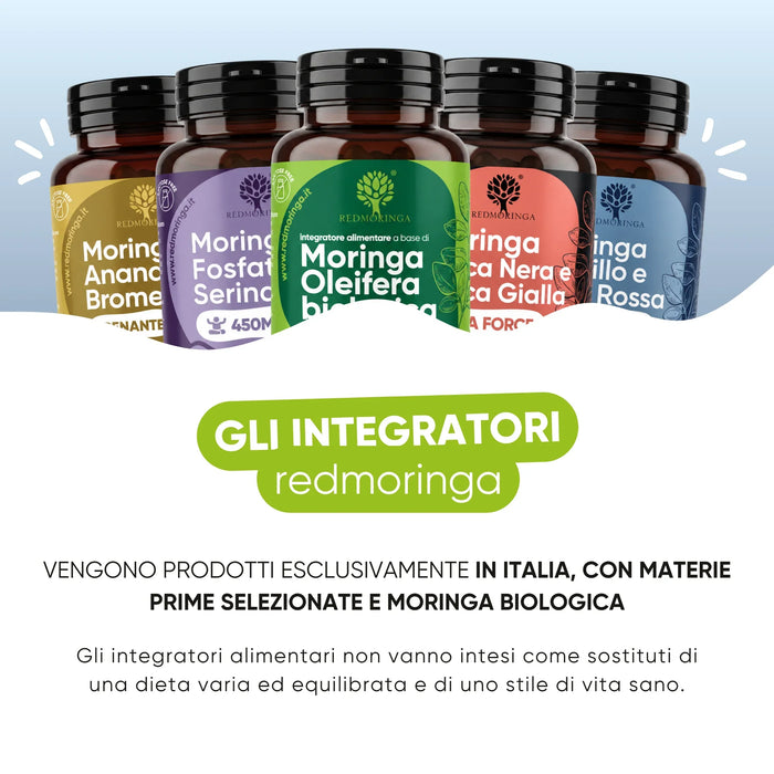 RedMoringa-voedingssupplementen geproduceerd in Italië met biologische Moringa