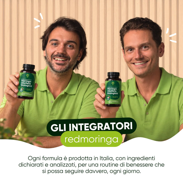 De RedMoringa voedingssupplementen, geproduceerd in Italië
