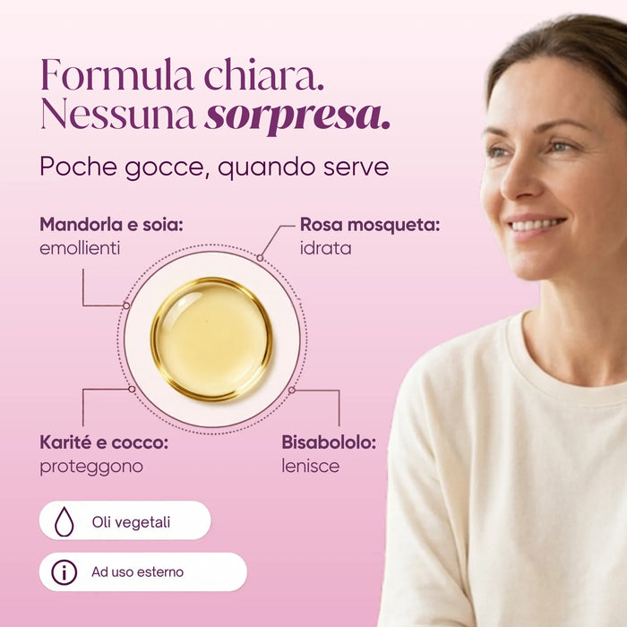 Transparante formule van het intieme glijmiddel: amandel en soja, rozenbottel, shea en kokos, bisabolol