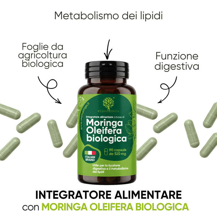 Integratore alimentare con Moringa oleifera biologica in capsule
