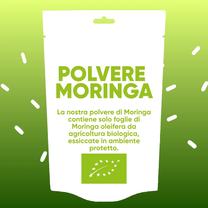 Moringapoeder: alleen bladeren van Moringa oleifera uit biologische landbouw