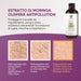 Anti-pollution infographic van de Lichaamsolie: huid in smog zonder olie, met een gewone olie en met Moringa-extract