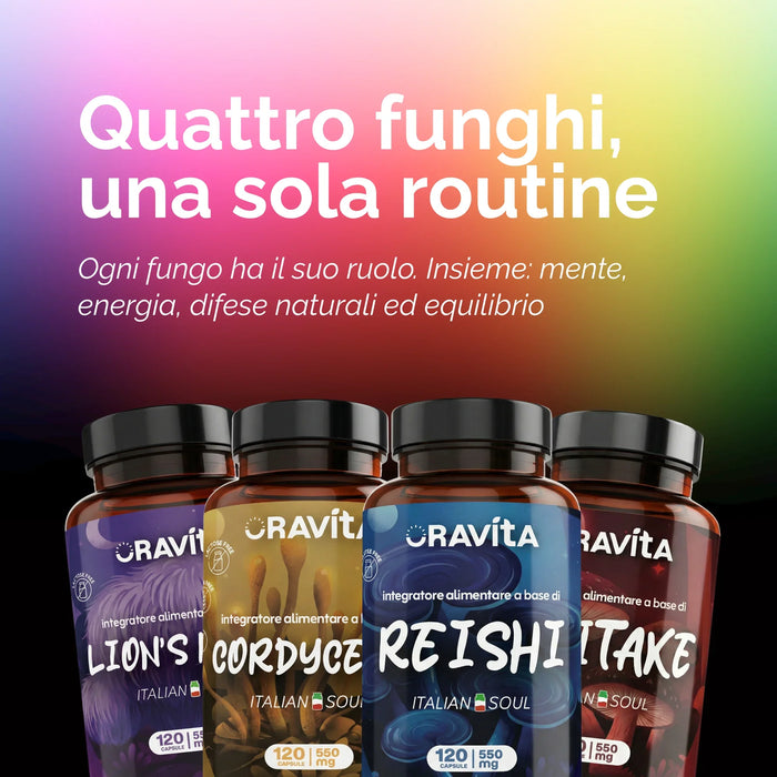 Vier Oravita paddenstoelen, één routine