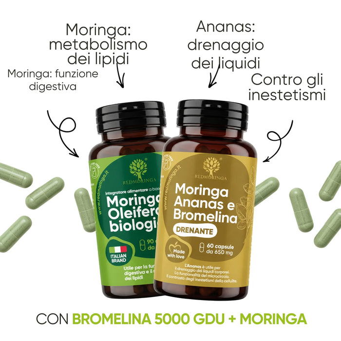 Ananas voor de afvoer van vocht en bij cellulite, Moringa voor de spijsvertering