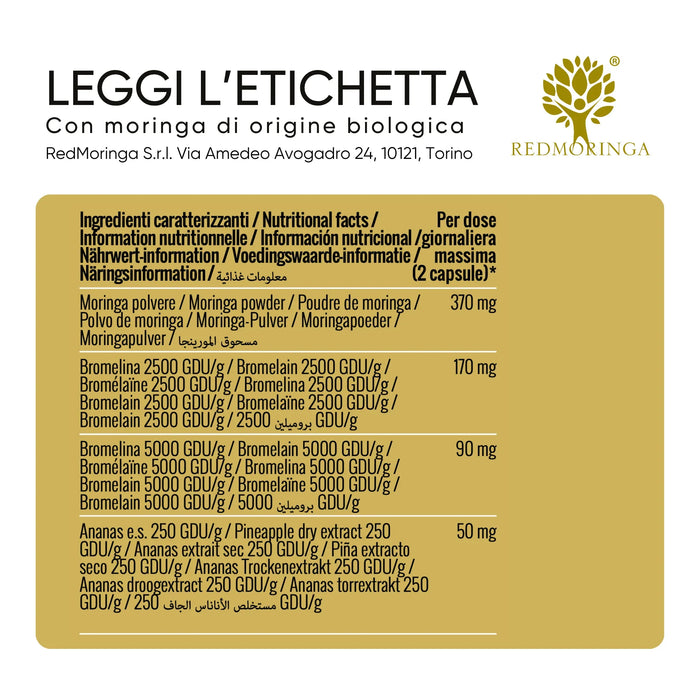 Ingrediëntentabel Moringa, Ananas en Bromelaïne (2500 en 5000 GDU/g)