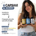 6 capsule al giorno: 2 bromelina e 2 mirtillo al mattino, 2 collagene alla sera