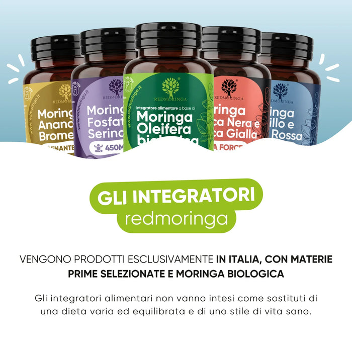 RedMoringa-voedingssupplementen geproduceerd in Italië met biologische Moringa