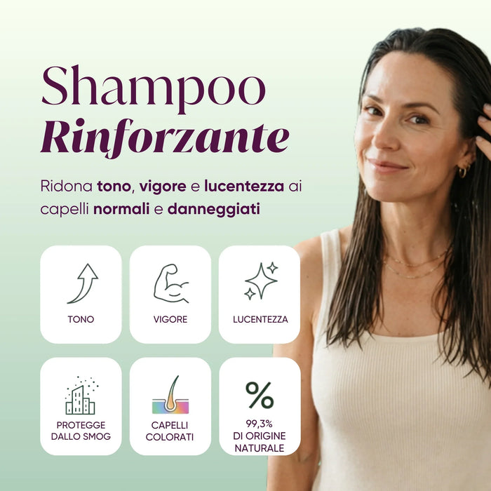Versterkende shampoo met Moringa: veerkracht, kracht, glans, beschermt tegen smog, 99,3% van natuurlijke oorsprong