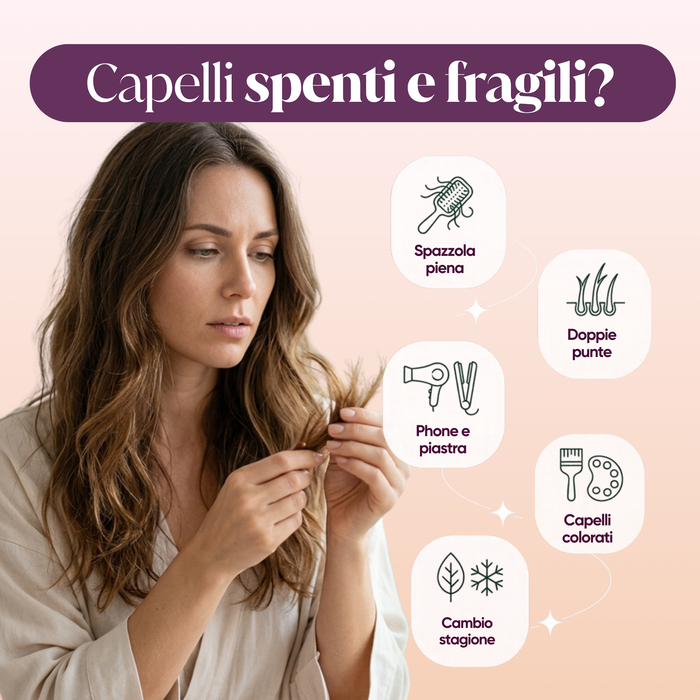 Cause dei capelli spenti e fragili: spazzola piena, doppie punte, phon e piastra, colorazioni e cambio di stagione