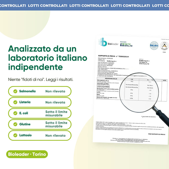 Onafhankelijke laboratoriumanalyse: salmonella, listeria, gluten, lactose