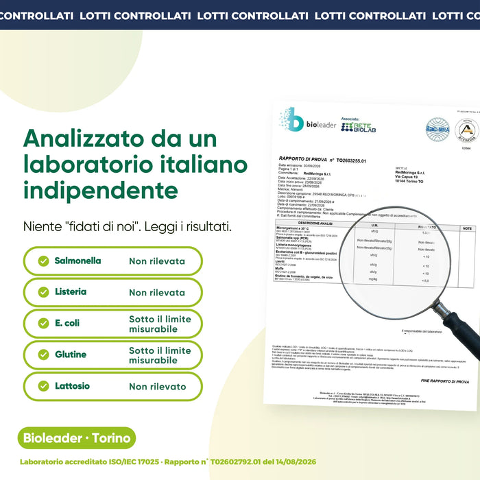 Onafhankelijke laboratoriumanalyse: salmonella, listeria, gluten, lactose