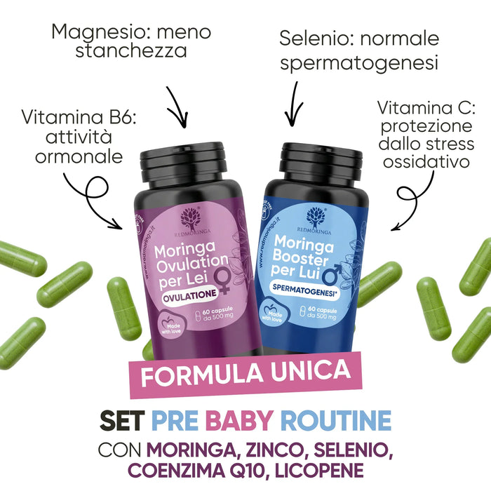 Set Pre Baby Routine met Moringa, zink, selenium, co-enzym Q10 en lycopeen