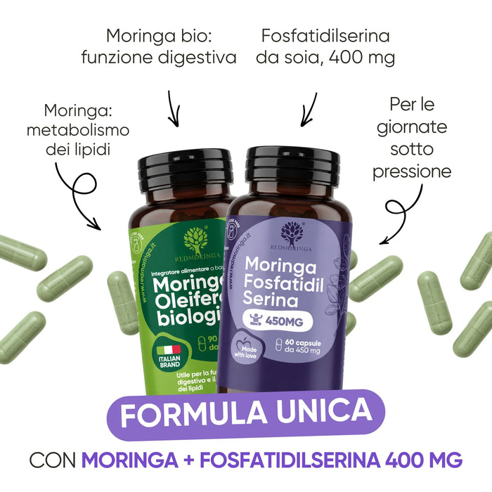 Set Low Cortisol: Moringa en Fosfatidylserine 400 mg, unieke formule