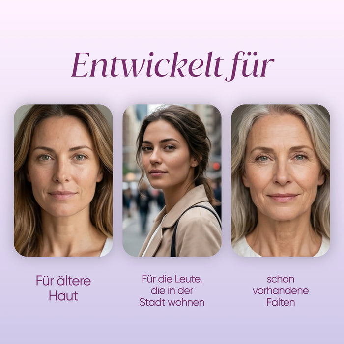 Drie vrouwen van verschillende leeftijden: anti-rimpel gezichtsbehandeling voor rijpe huid, stadsleven en bestaande rimpels